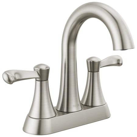 Delta Esato 1.2 GPM Two Handle Centerset Bathroom Faucet with Push Pop-Up Drain Assembly SpotShield Brushed Nickel